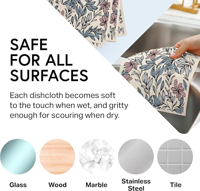 Swedish Wholesale Dishcloths Reusable 8" x 7" Sponge Cloths, Bulk 10 Pack of - Image 3