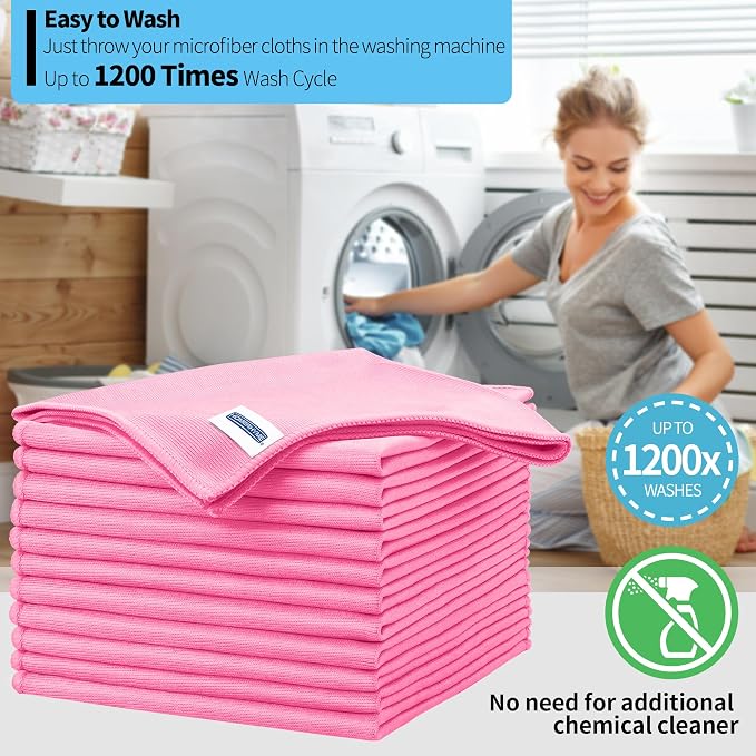 Microfiber Cleaning Cloth, 12 Pack Window Glasses Cleaning Cloth, Reusable - Image 6