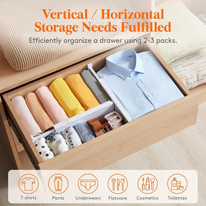 Lifewit 6 Pack Drawer Dividers for Clothes, 10.9-16" Adjustable Drawer - Image 5