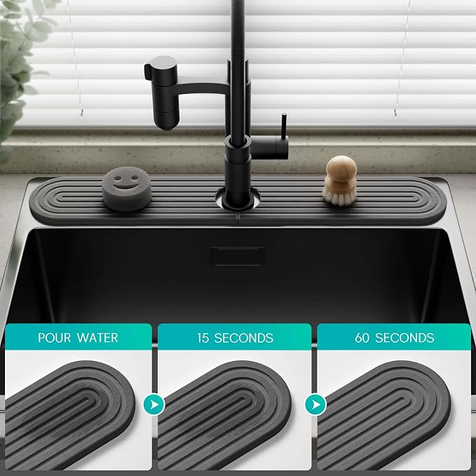 Stone Faucet Mat for Kitchen Sink – Diatomite Fast-Drying Stone Tray, Faucet - Image 3
