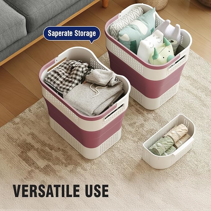 TECHMILLY Collapsible Plastic Laundry Basket Hamper - Image 6