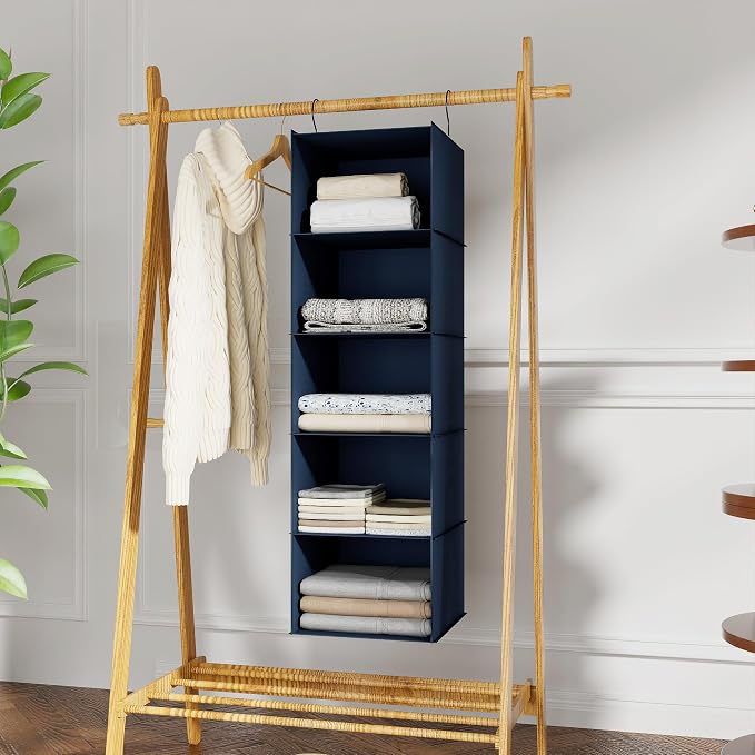 Hanging Closet Organizer 5-Shelf, Oxford Fabric Wardrobe Storage, shoes & - Image 2