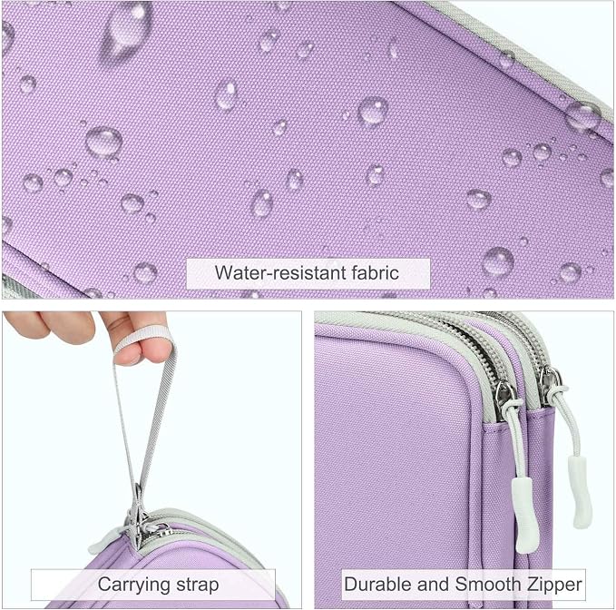 FYY Electronic Organizer, Travel Tech Pouch Bag, Light Purple | Wrist Strap - Image 4