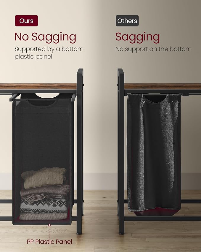 VASAGLE Laundry Hamper with Shelf, 5 Pull-Out Bags, 5 x 10.6 Gallons - Image 4