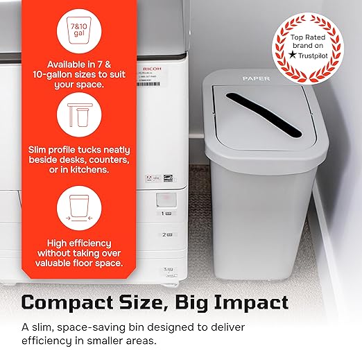 City Box 7 Gallon Recycling and Waste Bin Container with Lid for Residential, Business, and Commercial Recycling - NYC Compliant (Cans Waste)