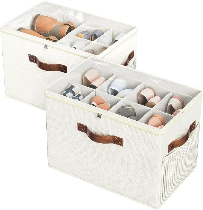 2 Pack Shoe Organizer for Closet, Foldable Shoe Storage by BuddingJoy-BuildaJoyfulLifeforYou
