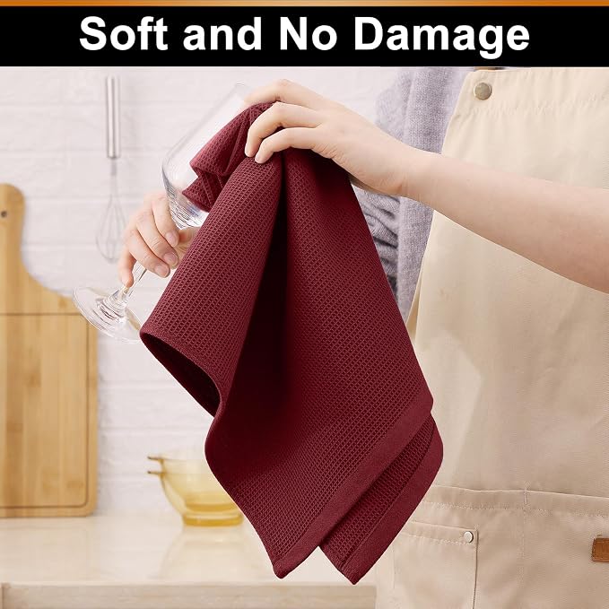 Homaxy 100% Cotton Waffle Weave Kitchen Towels, 4 Pack - Image 4