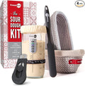 KneadAce Sourdough Starter Kit – 24oz Starter Jar, 2 Cotton Rope Banneton Proofing Baskets, Magnetic Bread Lame for Scoring – Gift for Bakers & Complete Sourdough Bread Baking Set