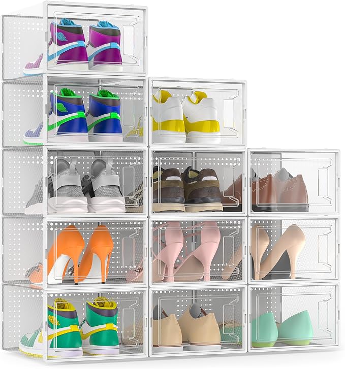 12 Pack X Large Shoe Organizer Storage Boxes by SecretSpace