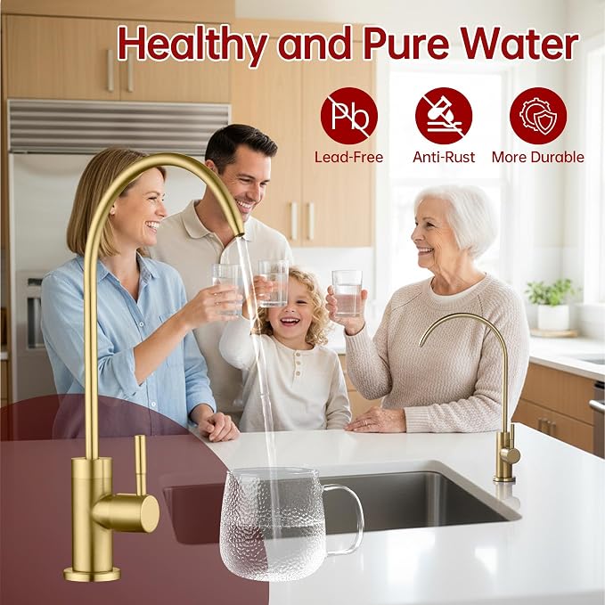 SUMERAIN Kitchen Water Filter Faucet NSF Certification 100% Lead-Free | Brushed - Image 3