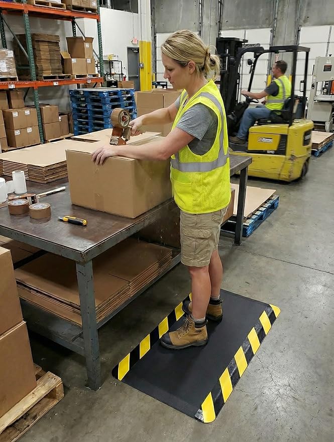 Rhino Mats, Anti-fatigue Mat Industrial, Ergonomic Safety Yellow Floor Mat, 3’ x 5’, Non-Slip Workstation Industrial Floor Mat for Back Pain