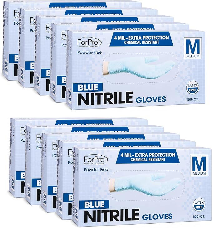 ForPro Disposable Nitrile Gloves, Chemical Resistant, Powder-Free, Latex-Free by ForProProfessionalCollection