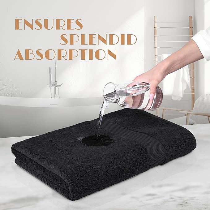 White Classic Wealuxe Black Bath Towels 24x50 Inch, Cotton Towel Set - Image 5
