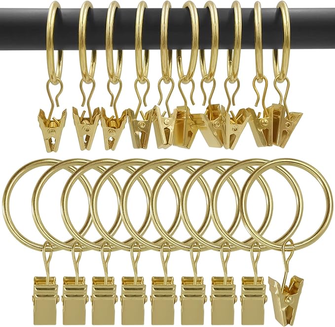 100 Pack Curtain Rings with Clips, Drapery Clips with Rings, Drapes Rings 1.26 by AMZSEVEN