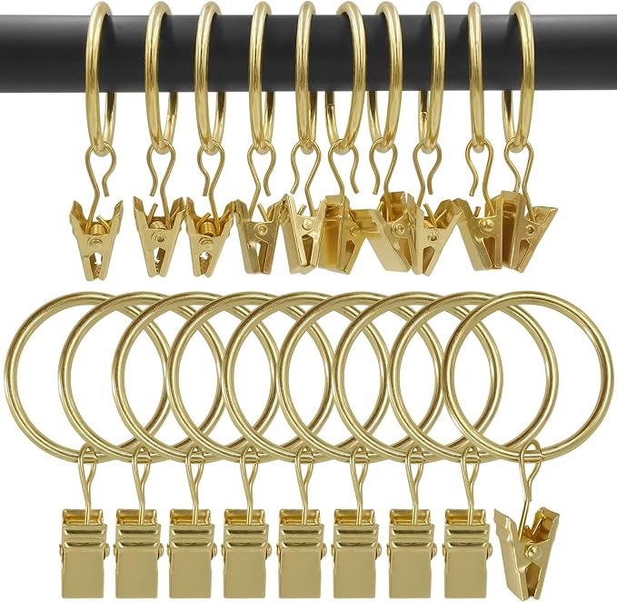90 Pack Curtain Rings with Clips, Drapery Clips with Rings, Drapes Rings 1.26 by AMZSEVEN