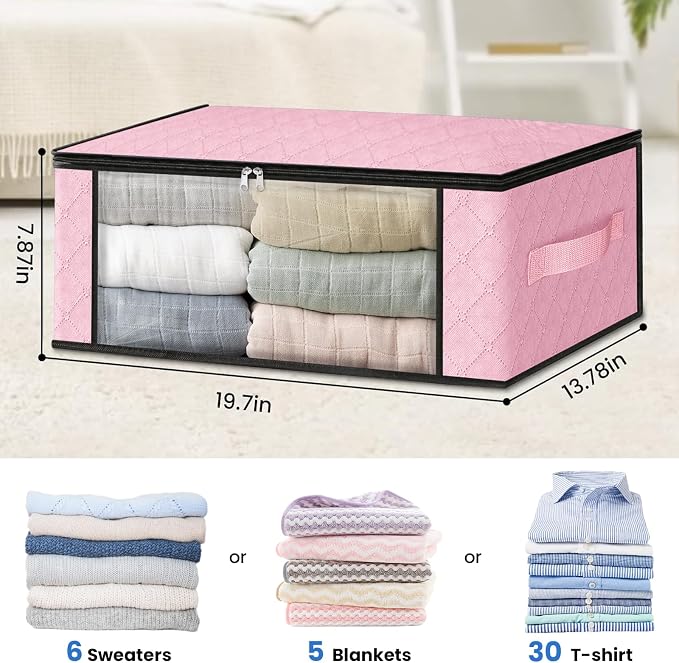HomeHacks 6-Pack Clothes Organizer Storage Bags, 35L Storage Bins, Reinforced - Image 2