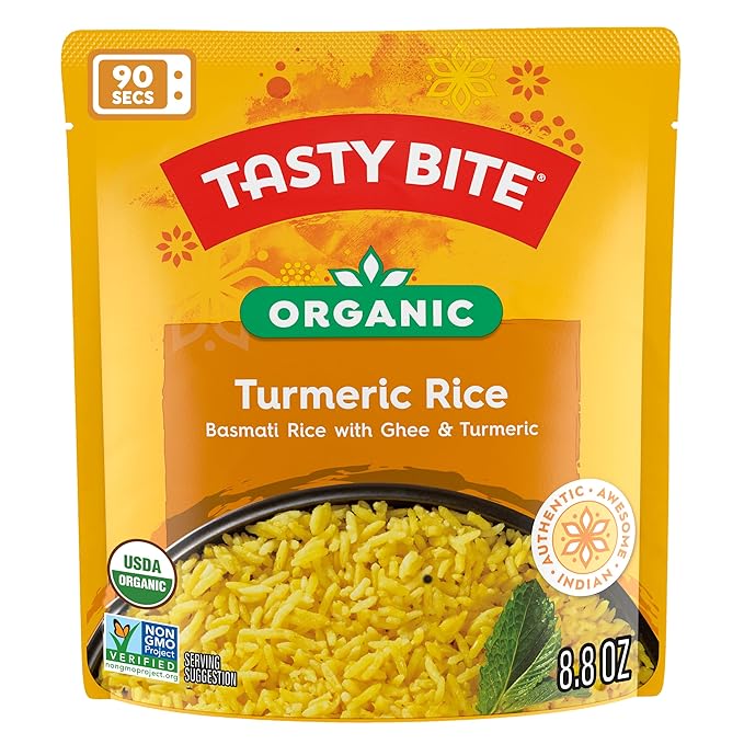 Tasty Bite Organic Turmeric Rice, 8.8 Ounce, Pack of 6, Ready to Eat, Microwavable, Vegetarian, Gluten-Free