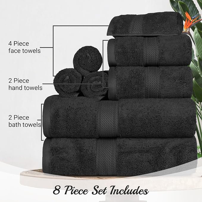 Superior Egyptian Cotton Ultra Plush & Absorbent, 8 Piece Set, Soft Luxury - Image 4
