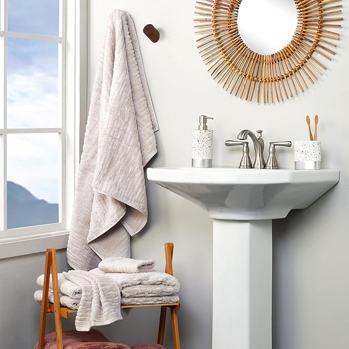 SKL Home CloudSoft Hand Towel Set, 100% Cotton Luxury, Oatmeal | Premium - Image 4