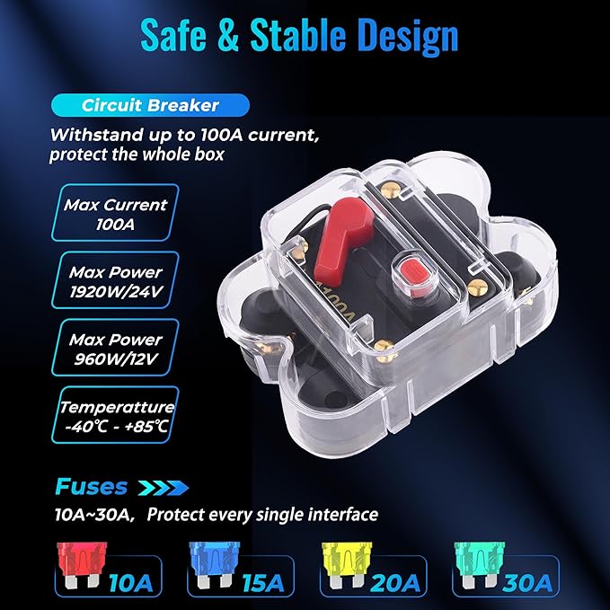 RGB 12 Gang Switch Panel,12-24V Bluetooth APP 230FT 433M Long Range, Auxiliary Backlit Off Toggle Flash Multifunction Toggle Switch Momentary Circuit Control Relay System Box Universal for Car