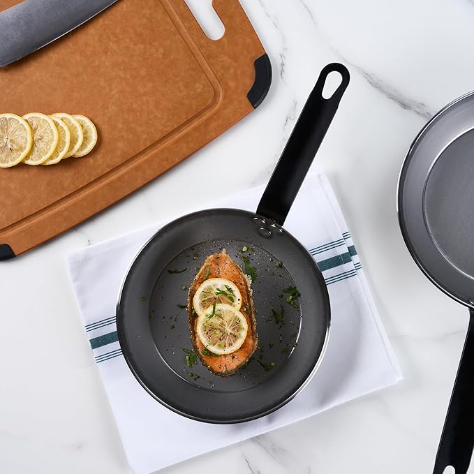 Restaurantware Fry Pan 1 Pack of 7.8 Inches Carbon Steel Non-Stick Searing Pan With Ergonomic Handle Silver For Sauteing and Omelets