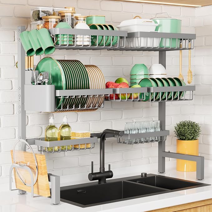 Kitsure Adjustable Over The Sink Dish Drying Rack, 31.5" -39.4" x 30.3" | Sink by Kitsure