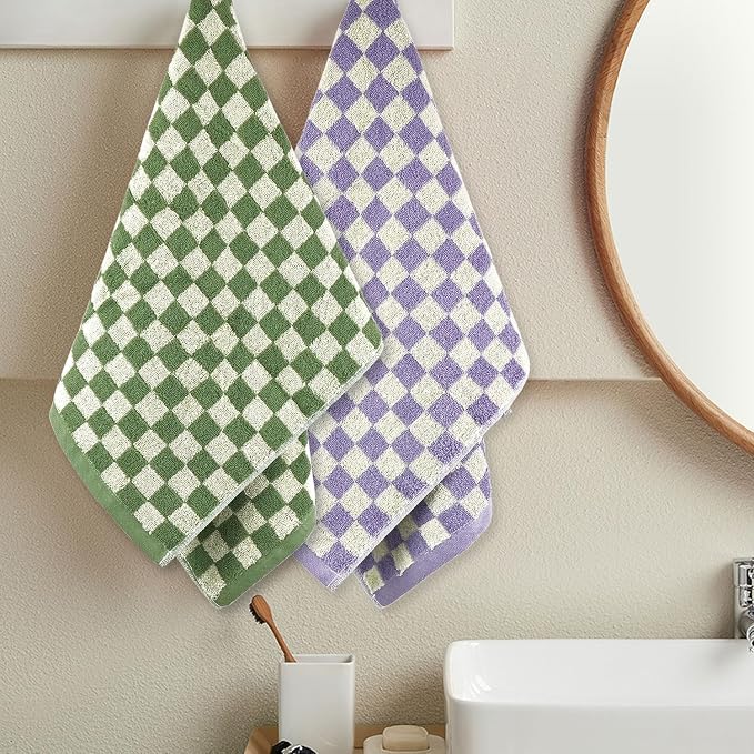 Jacquotha Hand Towels for Bathroom 4 Pack, Checkered Hand Towel Set - Image 4