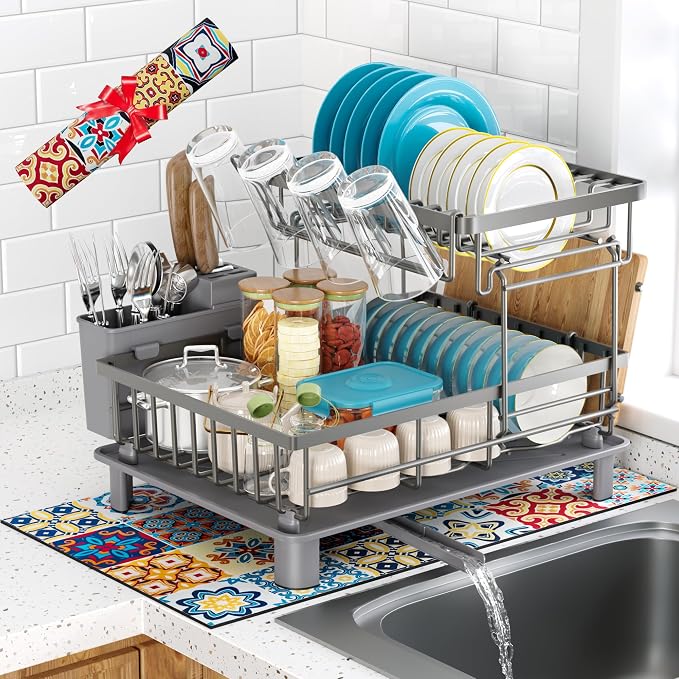 2 Tier Large Detachable Dish Drying Rack by IMXSUMDA