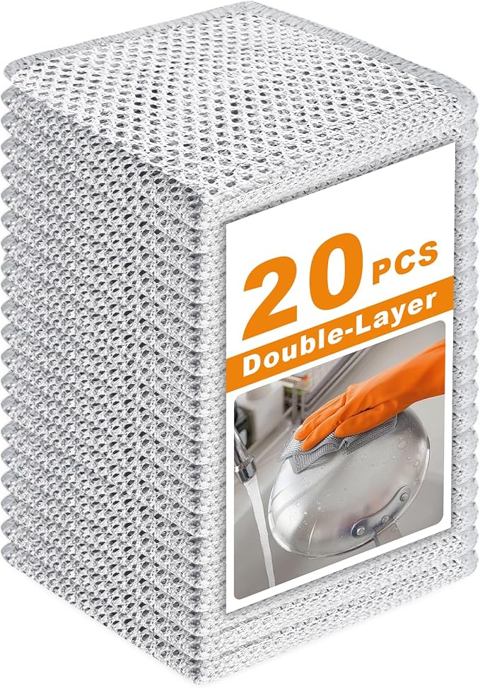 20 Pcs New Upgrade 3-Layer Metal Dish Cloth, 7.87x7.87 Inch Cleaning Cloth by INFICRIME