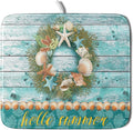 Coastal Wreath Dish Drying Mat 16x18 inch Starfish Shell Absorbent Microfiber by Giwawa