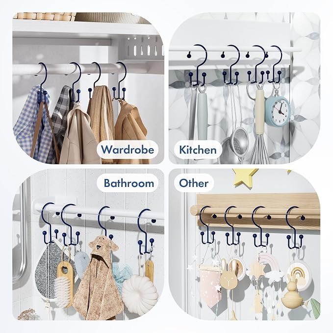Bathway Shower Curtain Hooks Blue Shower Curtain Rings, Metal Shower Hooks - Image 8