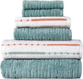 SKL Home CloudSoft/Modesto Stripe Bath Towel Set, Teal/Multi | 2 Bath towels by SKLHomebySaturdayKnightLtd