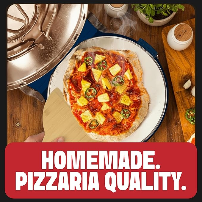 PIEZANO Crispy Crust Pizza Oven by Granitestone – Electric Pizza Oven Indoor Portable, 12 Inch Indoor Pizza Ovens Countertop, Pizza Maker Heats up to 800˚F for Stone Baked Pizza at Home - Navy
