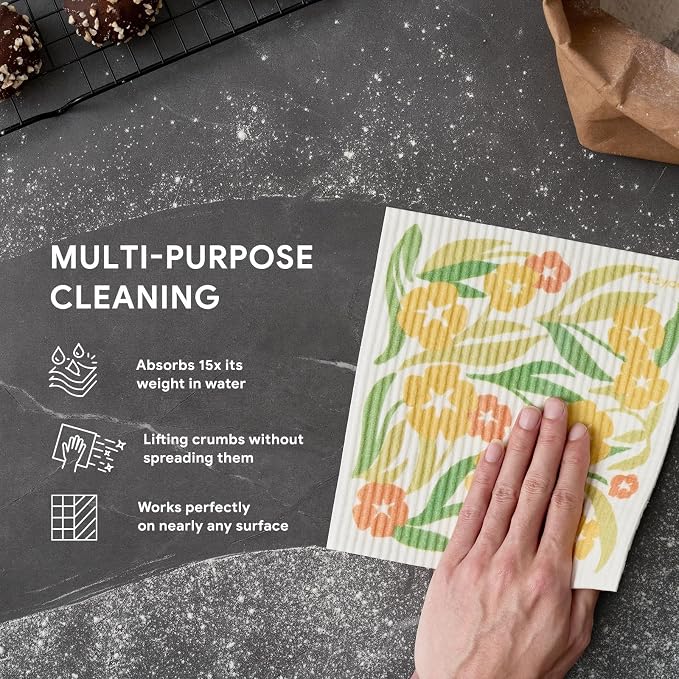 RECYCO Swedish Dishcloths for Kitchen | 5 Pack Matisse Floral Washable Dish - Image 4