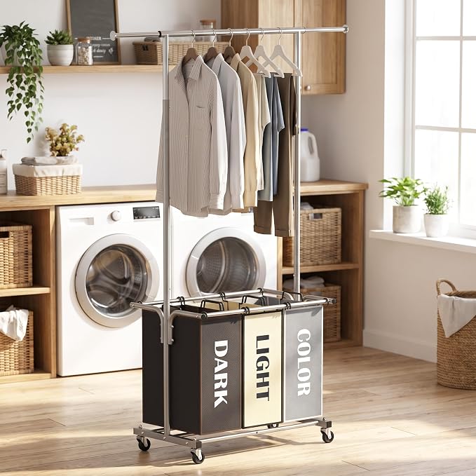 Simple Houseware 3 Bags Laundry Sorter Cart - Image 4