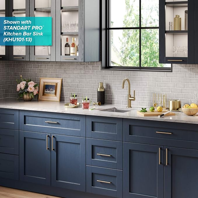 Kraus Oletto Single Handle Kitchen Bar Faucet in Spot Free Antique Champagne - Image 8