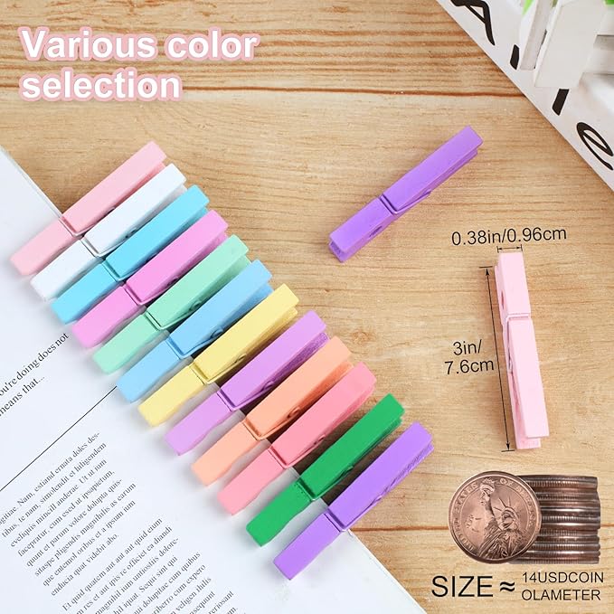 72 Pcs Wooden Clothes Pins, 2.9 Inch Clothes Pins - Image 3