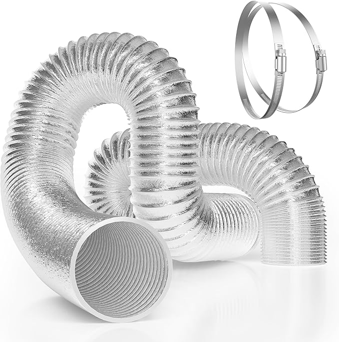 VIVOSUN 4" Flexible Aluminum Ducting, 8FT Air Duct Hose with 2 Clamps, Heavy-Duty Multi-Layer Dryer Vent Hose for Heating Cooling Ventilation and Duct Fan Systems