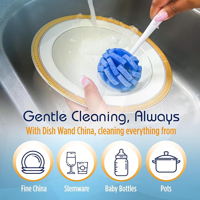 Compac Home Dish Wand China Durable Foam Sponge Petals Brush and Clean Dishes - Image 3