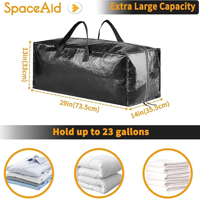 SpaceAid Heavy Duty Moving Bags, Extra Large Storage Totes W/Backpack Straps - Image 7