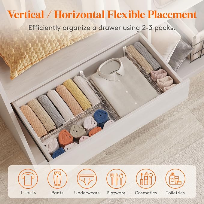 Lifewit 4" High Upgrade Drawer Divider, Adjustable Drawer Organizer Clothes | - Image 4