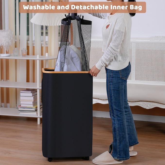 IEGrow Laundry Basket with Wheels 110L Clothes Hamper - Image 3