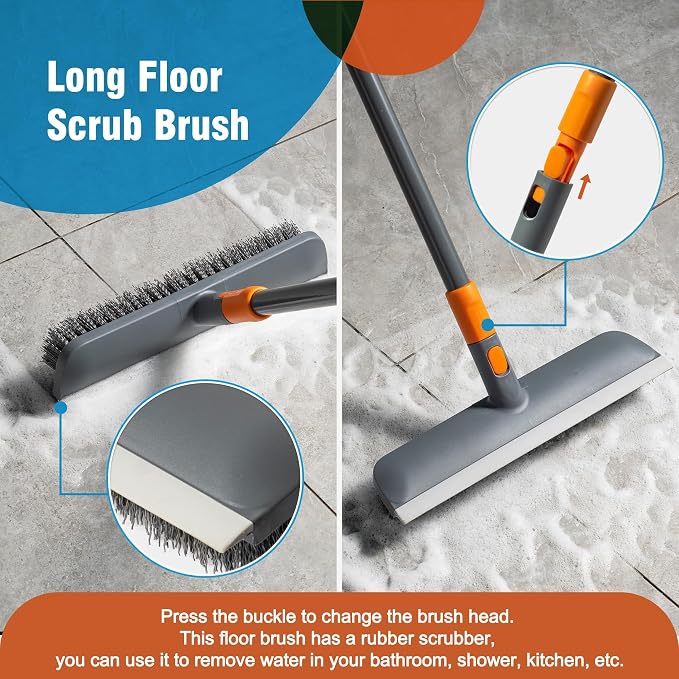 CLEANHOME Floor Scrub Brush Tile Tub Scrubber Brush | 4 Different Cleaning Heads - Image 4