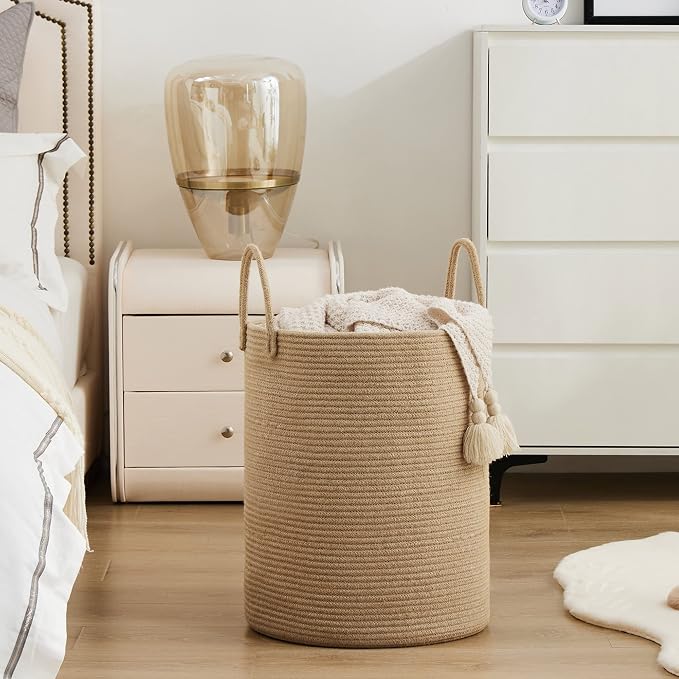 YOUDENOVA Jute Rope Laundry Hamper Basket, 58L Blanket Basket - Image 6