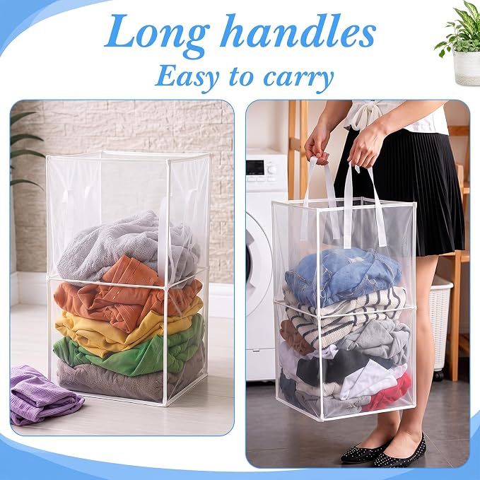 Zopeal 3 Pack Collapsible Mesh Laundry Basket, Double-layer | 13 Inch Square - Image 4