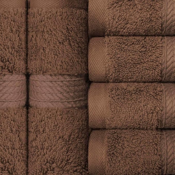 Superior Egyptian Cotton Plush & Absorbent, Face Towel Set of 6, Chocolate | - Image 3