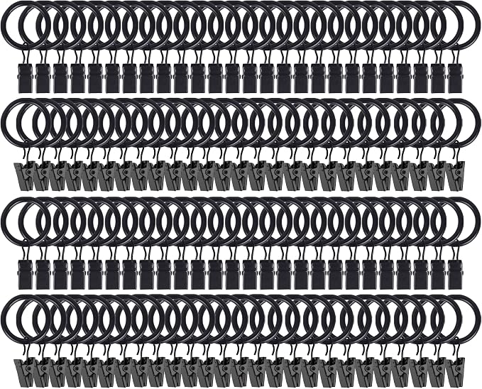 105 Pack Curtain Rod Clip Rings, Metal Drapery Ring by LULARINE