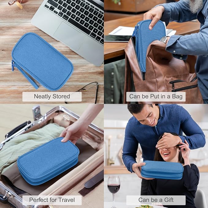 FYY Electronic Organizer, Travel Tech Pouch Bag, Cyan | Wrist Strap, Waterproof - Image 7