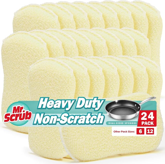 Mr. Scrub Sponges Kitchen Scrub Dish Sponge Scouring Pad, 24 Pack Cleaning by MrScrubCleaninghelpers