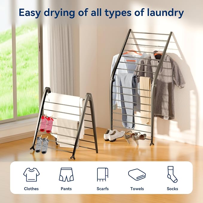 Whitmor Spacemaker Folding Drying Rack, Indoor Clothes Organizer - Image 3